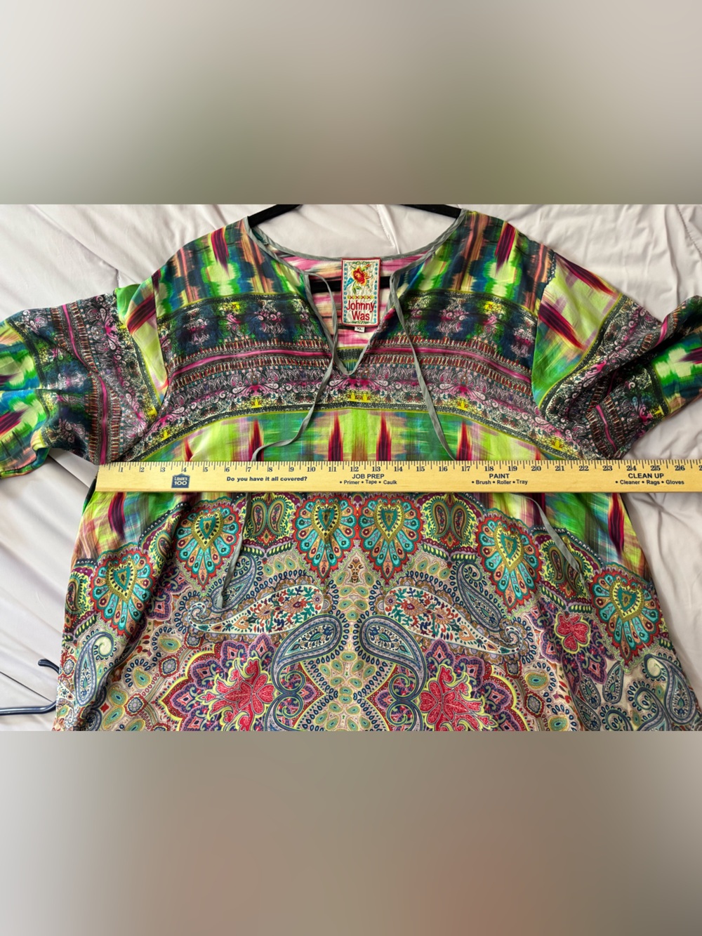 Johnny Was Silk Mix Print Oversized Tunic Blouse XL Boho Ikat Paisley boho - Picture 5 of 8